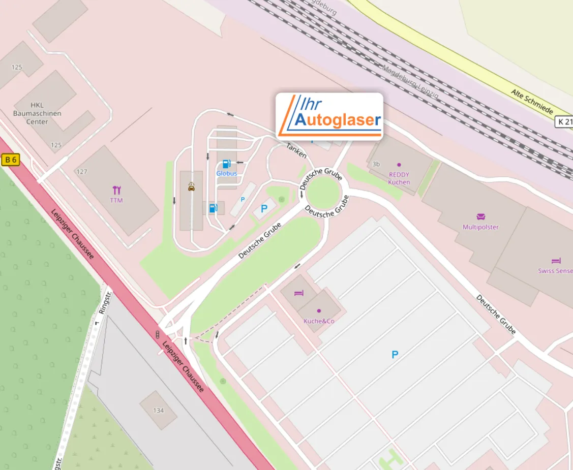Kartenausschnitt: Lage der Filiale Bruckdorf am HEP in Halle (Saale)